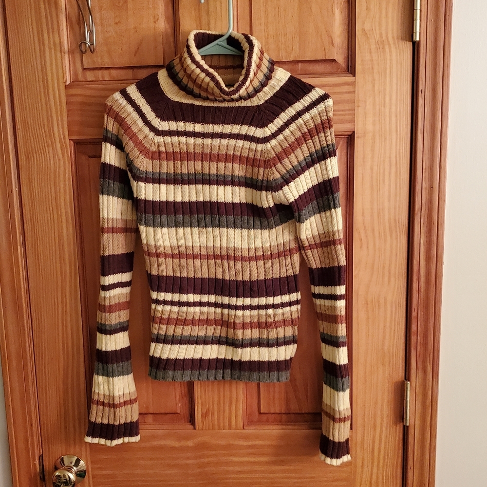 striped turtleneck sweater
